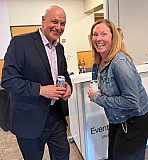 CIRES Director Waleed Abdalati and Associate Director for Science Christine Wiedinmyer pose during the poster session at Rendezvous 2024 - Rendezvous 2024