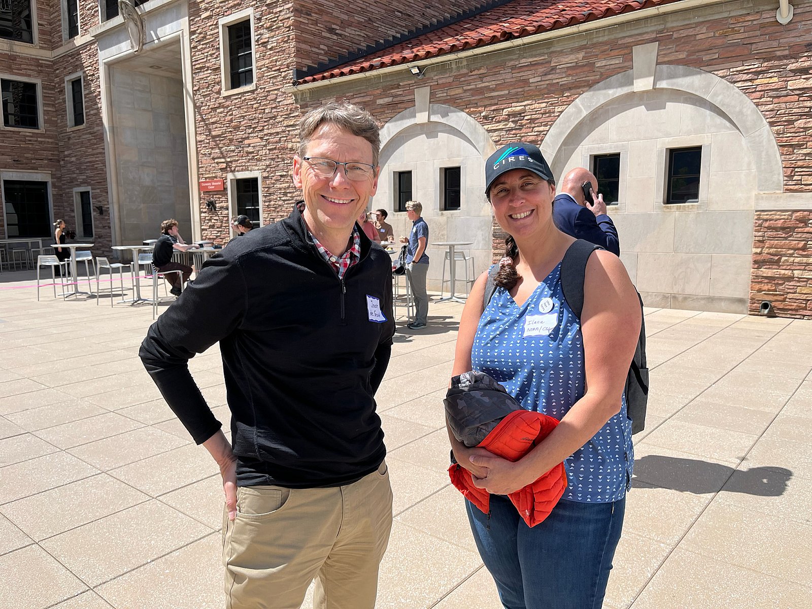 CIRES Fellow and Professor of Chemistry Joost de Gouw and research scientist in NOAA CSL Ilana Pollack pose at Rendezvous 2025. - Rendezvous 2025